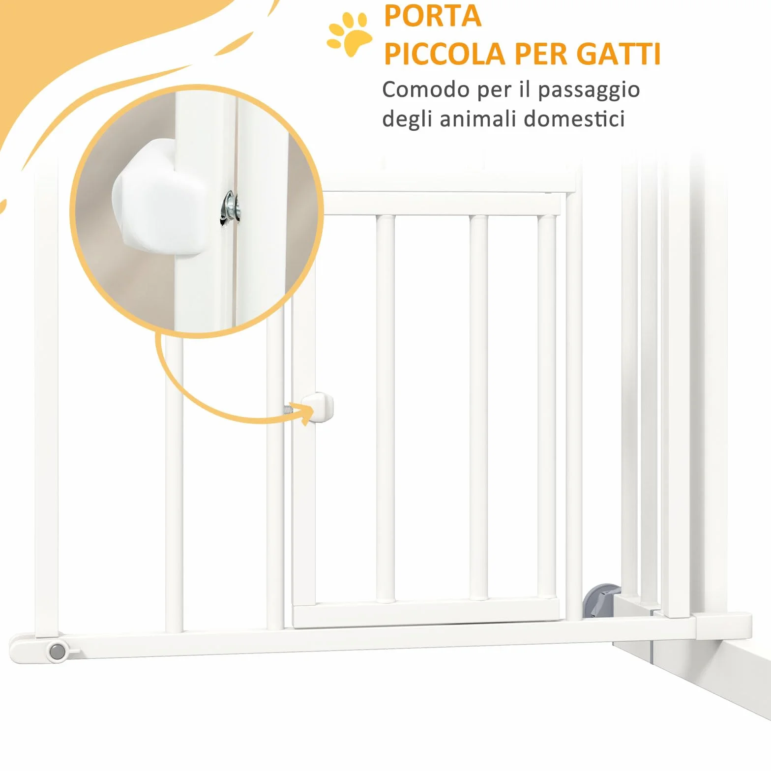 PawHut Cancellino per Cani Estensibile con Chiusura Automatica, Acciaio e PA, 74-80x76 cm, Bianco