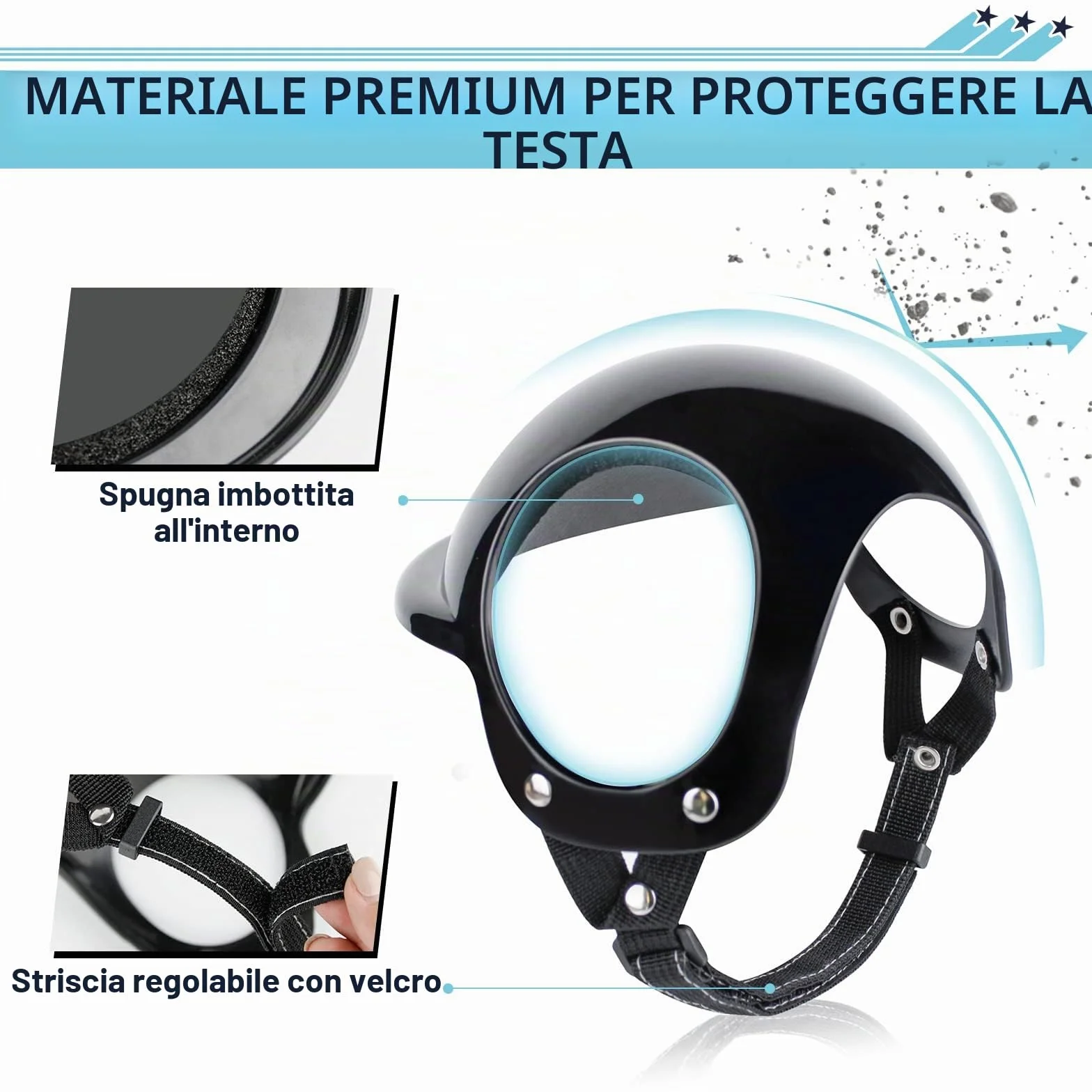NAMSAN Occhiali anti UV per cani con casco per animali domestici, antivento, per cani di taglia piccola/media