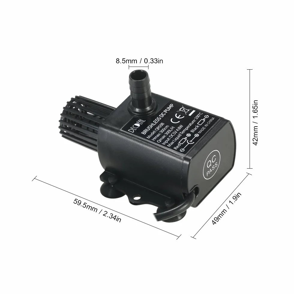 Decdeal USB DC5V 2.4W/4.8W Ultra-silenzioso Pompa Acqua Brushless Impermeabile Sommerso Acquario Circolante