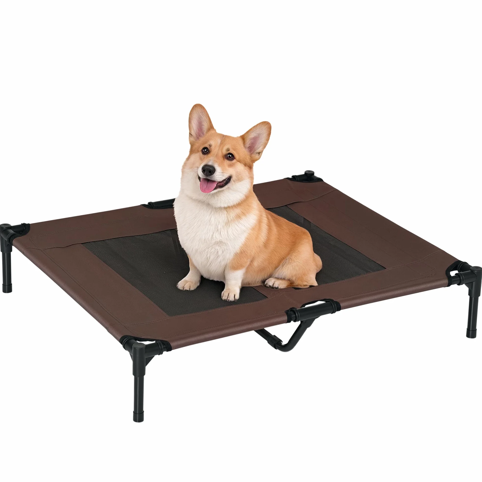 PawHut Brandina per Cani in Metallo e Tessuto Oxford Traspirante 92x76x18 cm Marrone e Nero