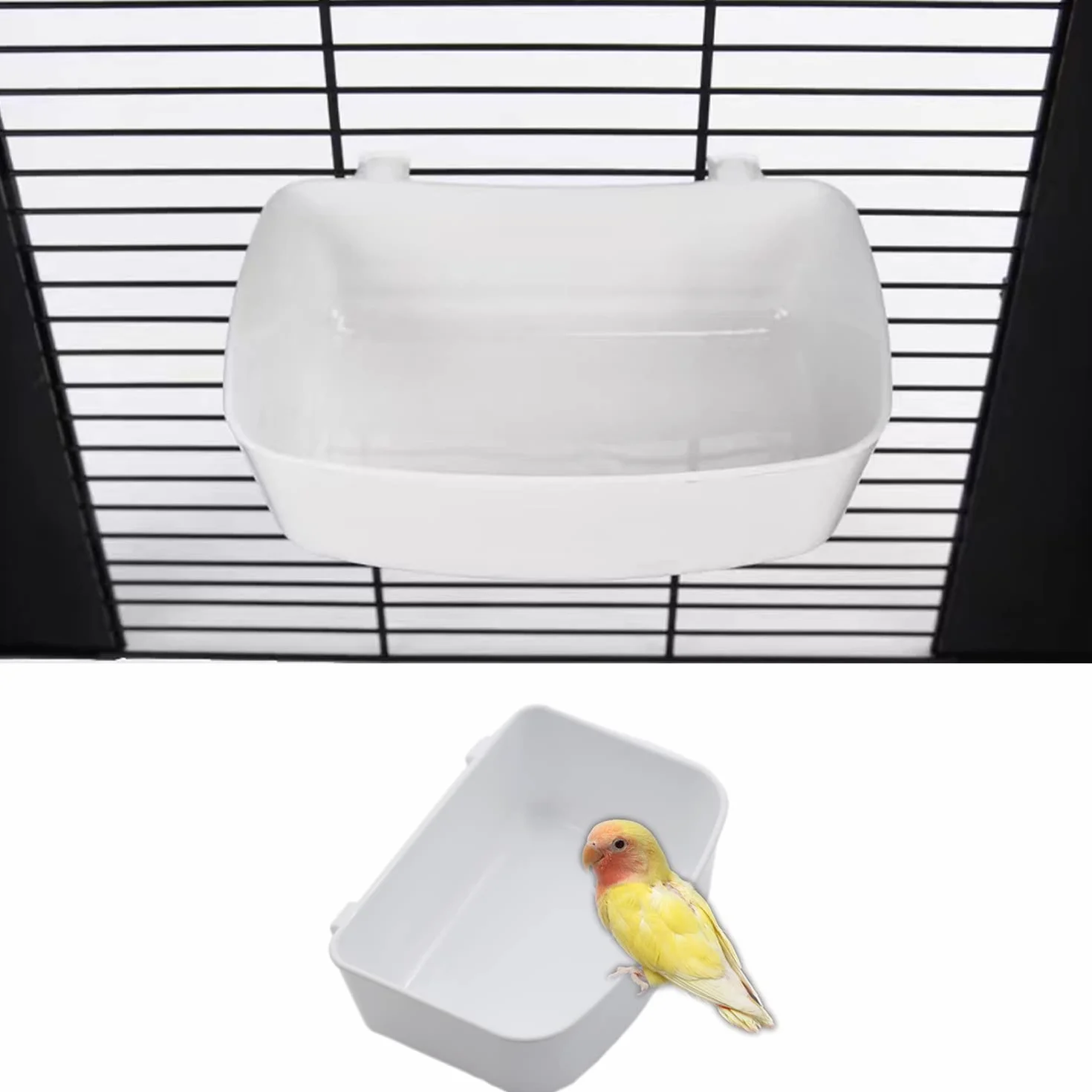 Yxmohala Vasca da Bagno per Uccelli 2 Pezzi Mangiatoia Sospesa con Gancio 12,8 x 9,1 x 4,6 cm