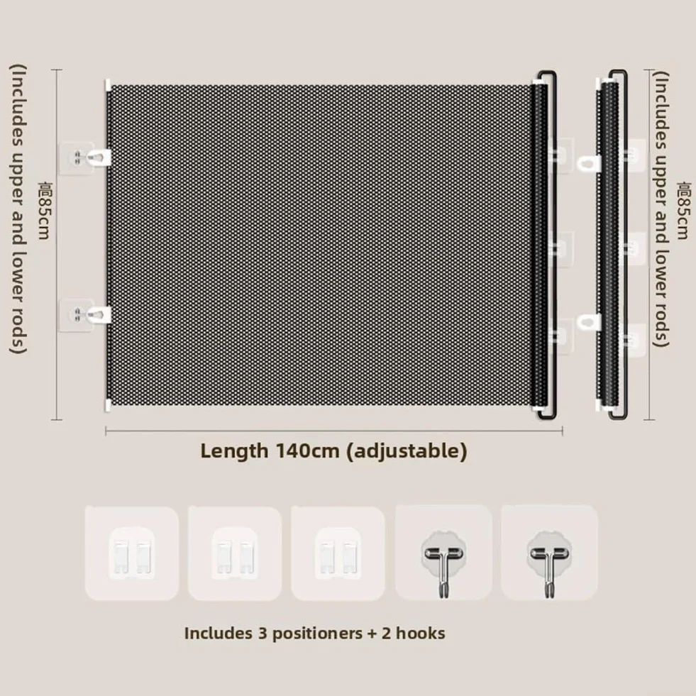 Cancello retrattile per animali domestici 85x140 cm doppio gancio per gatti e cani piccola taglia