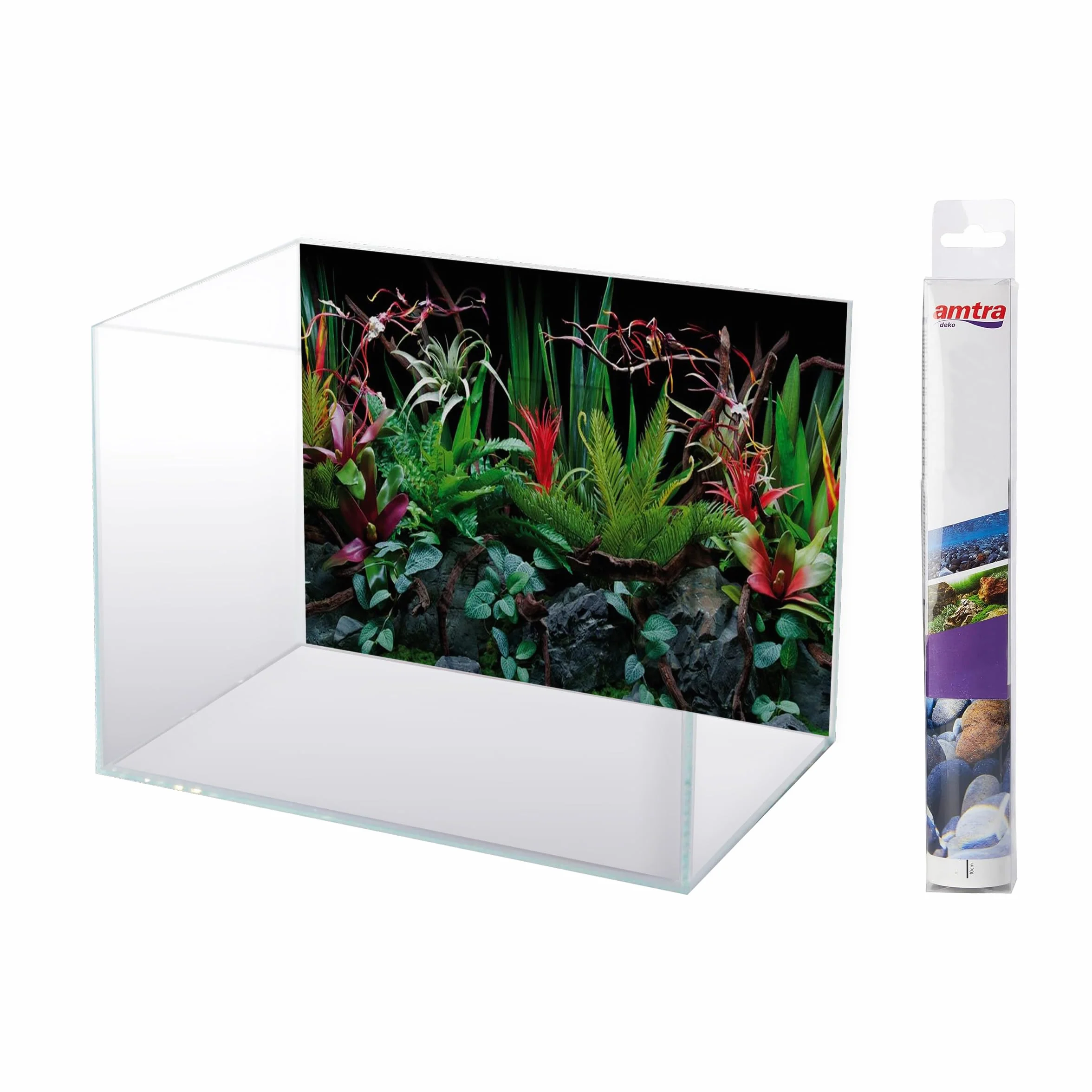 Amtra Sfondo Doppio Flora - Sfondo Poster per Acquario, Decorazione a Doppia Stampa HD, Double Face, Impermeabile, Formato 30x60 cm