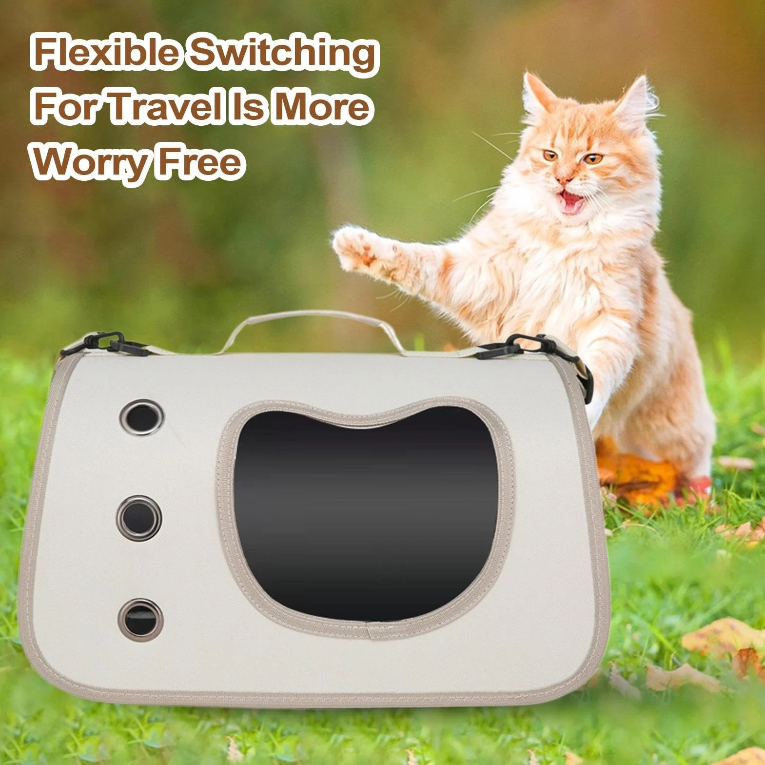 Borsa Trasportino Per Animali Domestici, Regolabile Sicuro Per Gatti, Trasporto Animali Portatile Soluzione per Passeggiate Picnic Campeggio