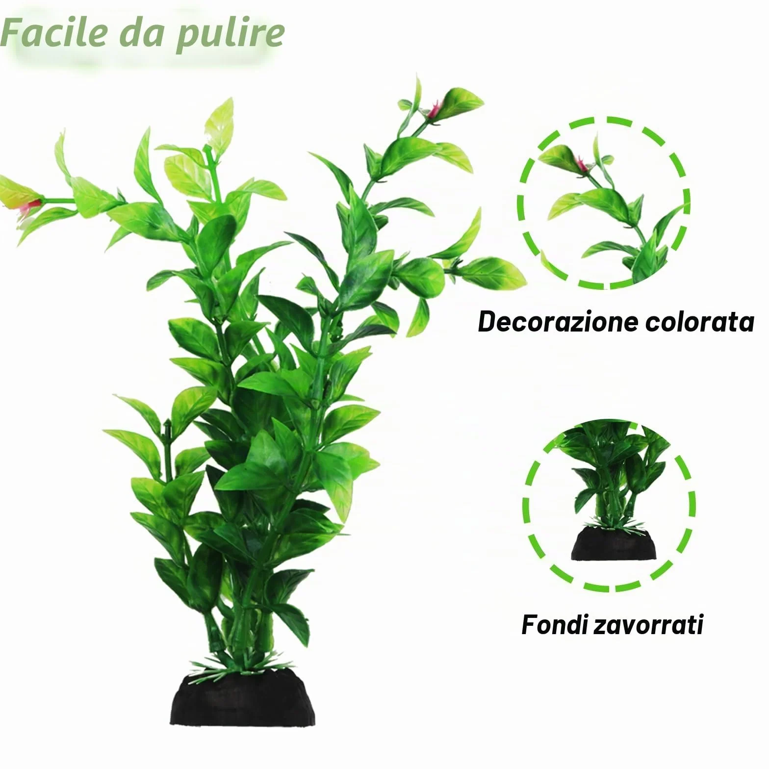 QUOZUO Decorazioni per Acquario, 10 verdi Piante Artificiali Acquario Ornamenti kit, Pianta decorazione in plastica, Accessori per Acquario