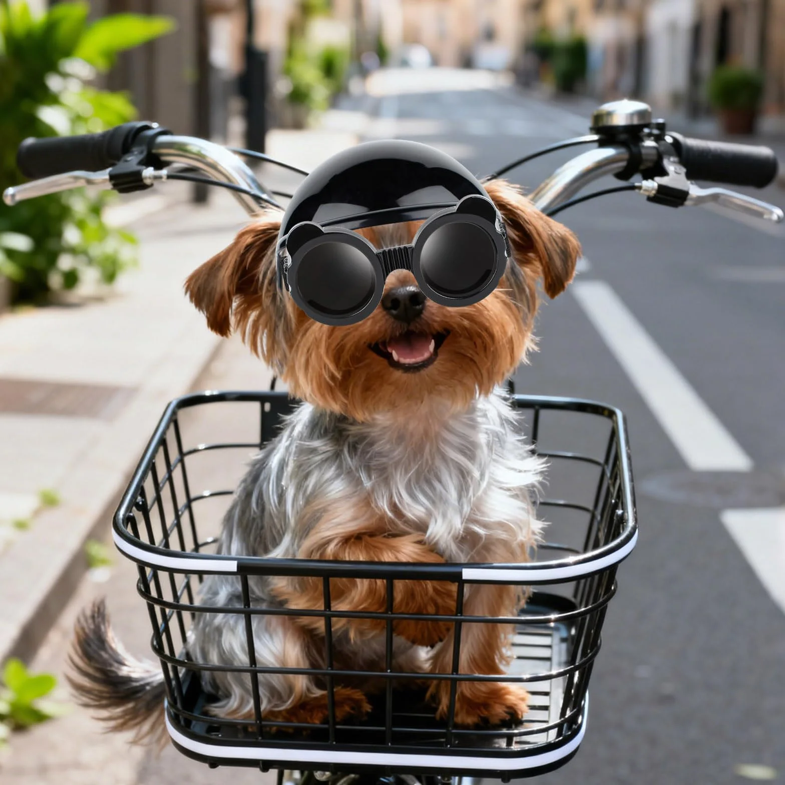 Occhiali da sole per cani di taglia extra piccola e casco per cani di taglia XS, 2 pezzi, occhiali da sole anti-UV, set di casco protettivo per gatti, chihuahua, protezione per testa e occhi