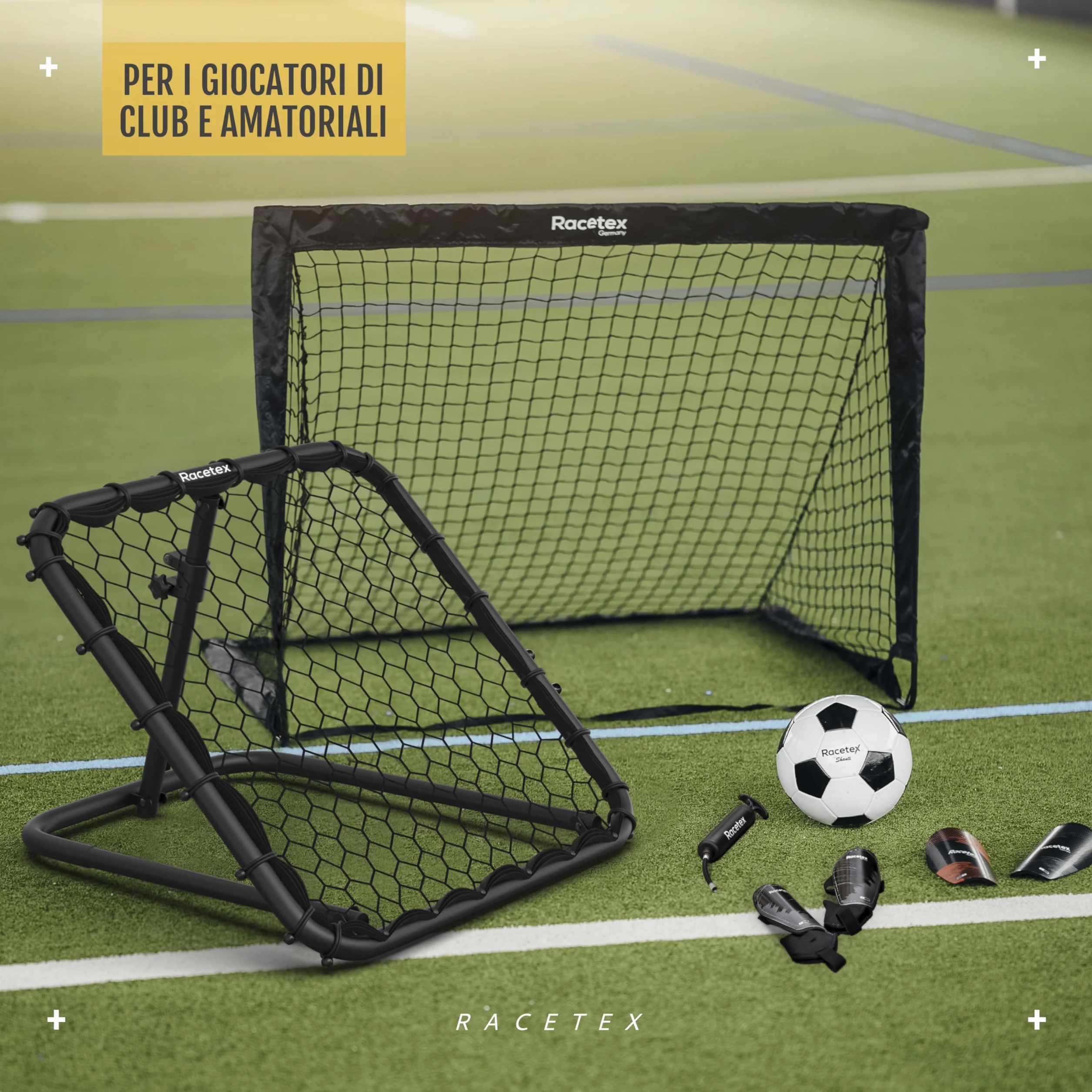 Racetex Rimbalzo per calcio per bambini [regolabile senza livello] – Rimbalzo da calcio per bambini e ragazzi – pallone da calcio per un allenamento migliore e diversificato