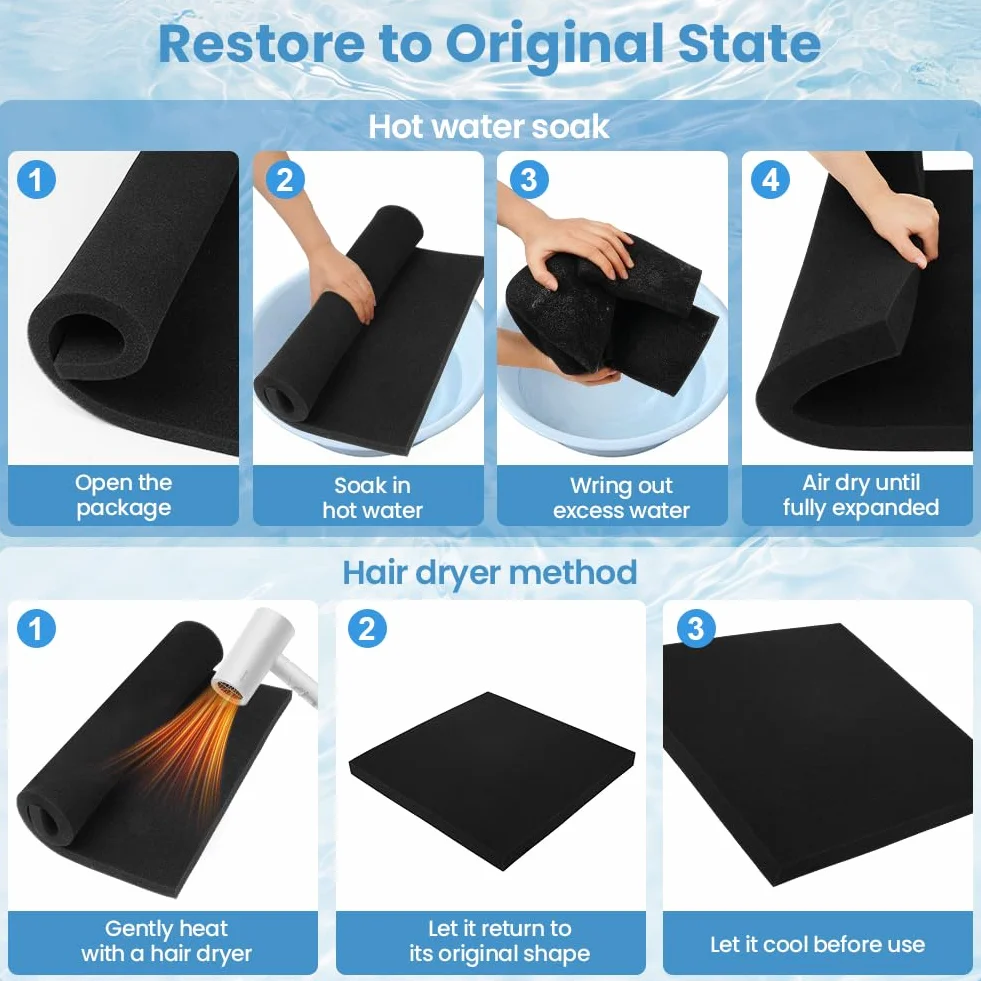 Spugna Filtrante Nero Pori Medi 50x50x2cm 35PPI Schiuma per Acquario