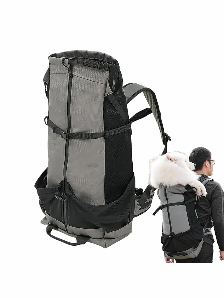 Zaino per cani – 43 cm grande borsa per animali domestici, spallacci ergonomici, zaino da viaggio in rete traspirante | robusto e multifunzionale trasportatore di cani per passeggiate, campeggio
