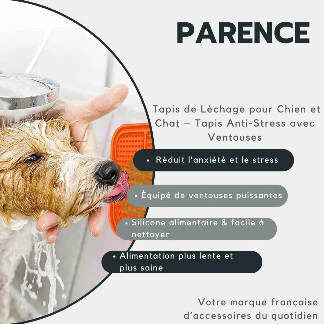 PARENCE.- Tappetino da leccare per cani e gatti - tappetino antistress con ventose, dispenser lento per dolcetti e cibo umido, cibo in silicone - colore casuale