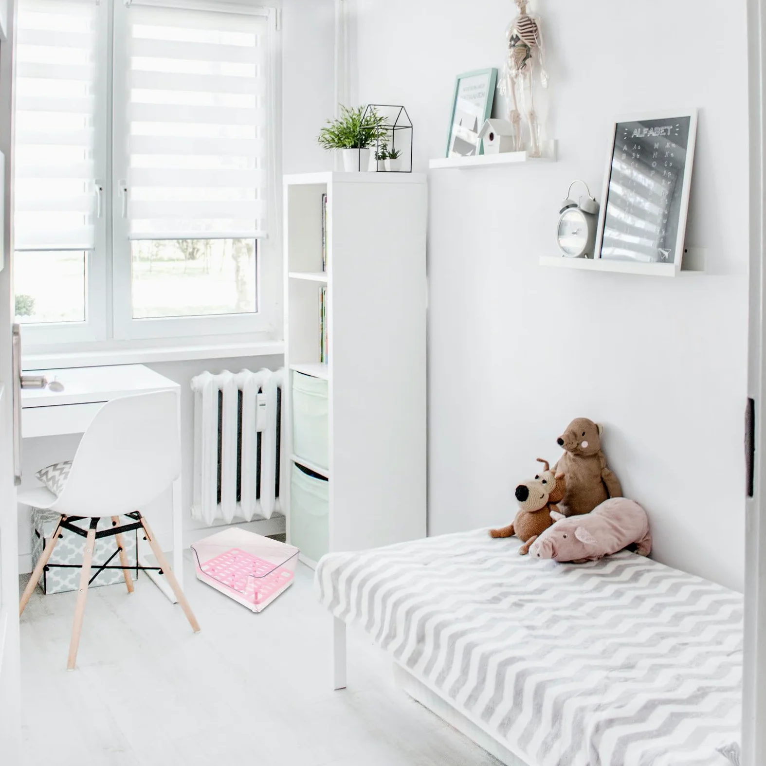 Cassetta Lettiera Gatto Aperta per Addestramento, Acrilico Rosa | Design Semi-enclosed, Anti-spruzzo, per Gatto e Gattino, Formato Domestico per Uso Quotidiano