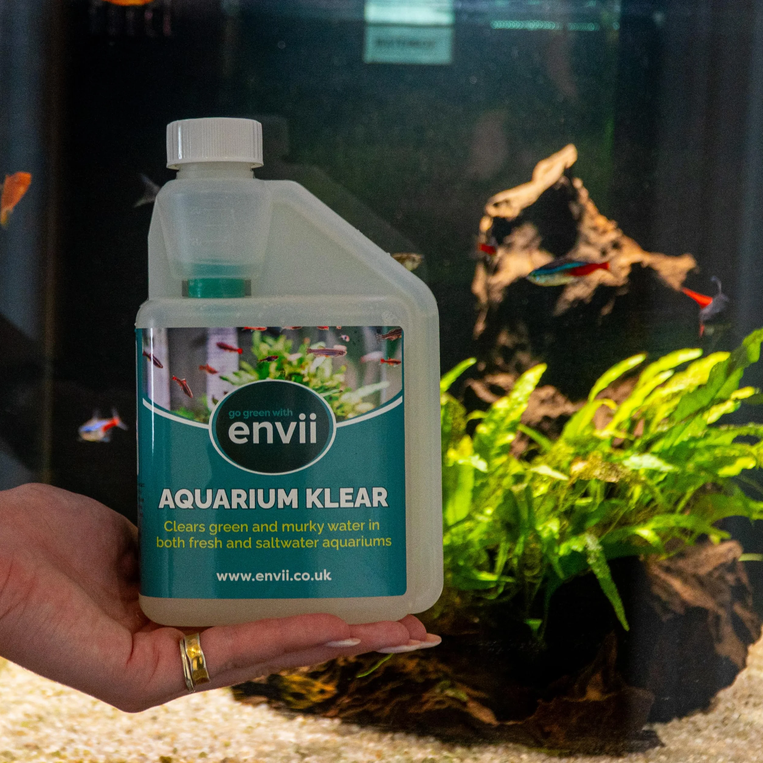 envii Aquarium Klear Antialghe Acquario Dolce Batteri Trattamento Acqua 500ml Tratta 4.000L Attivatore Batterico
