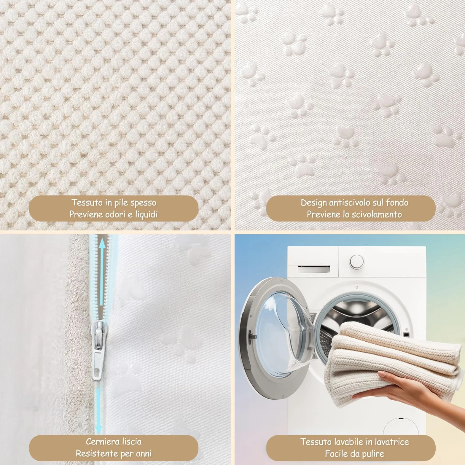 Scala per Cani e Gatti Piccoli 2 Gradini 30 cm Schiuma 30D Antiscivolo Fodera Lavabile Beige