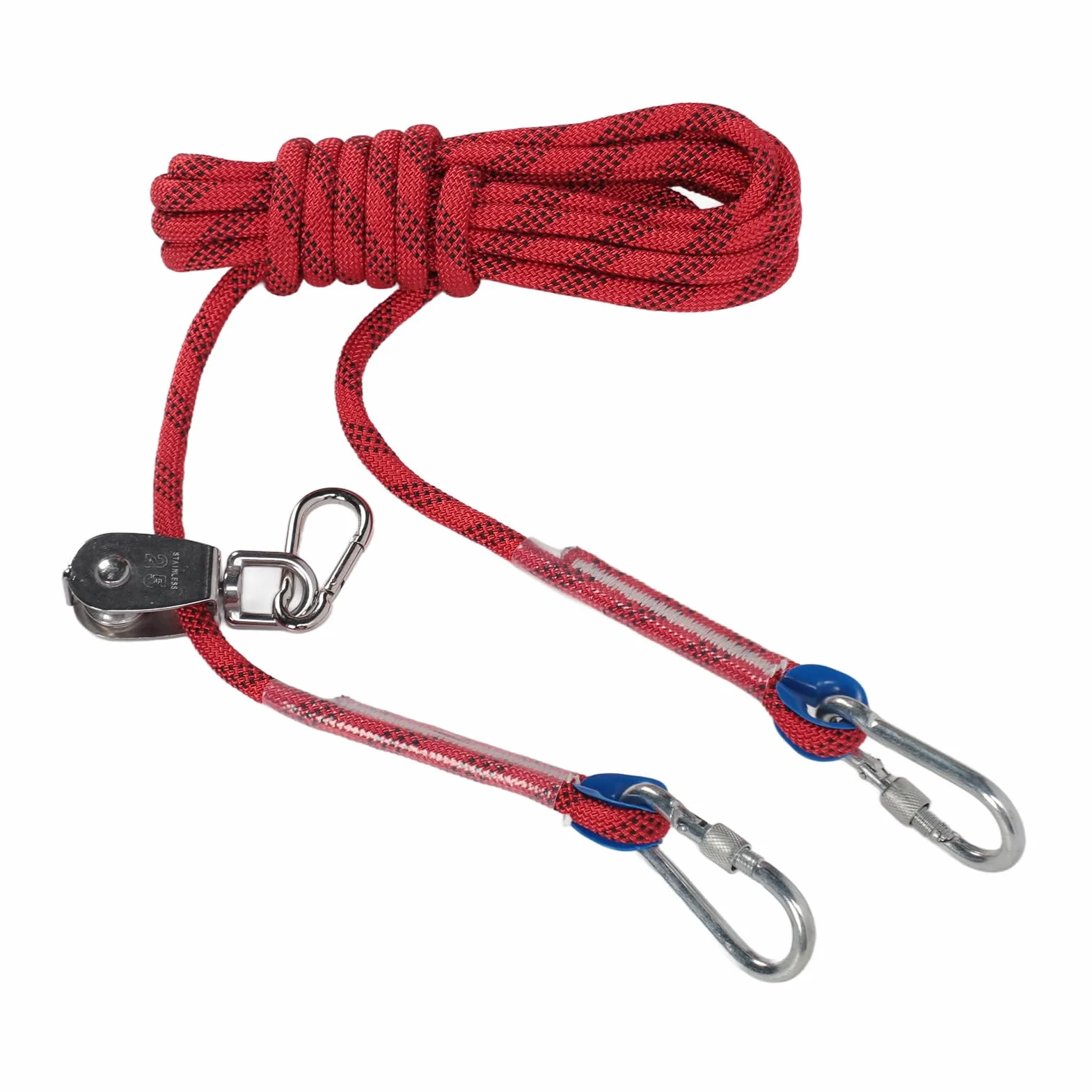 Cavo per Corridore per Cani, di Carrucole con Rotazione a 360 Gradi da 16,4 Piedi di Carrello Portatile Cavo Riflettente per Cani per Esterno per Campeggio (rosso)