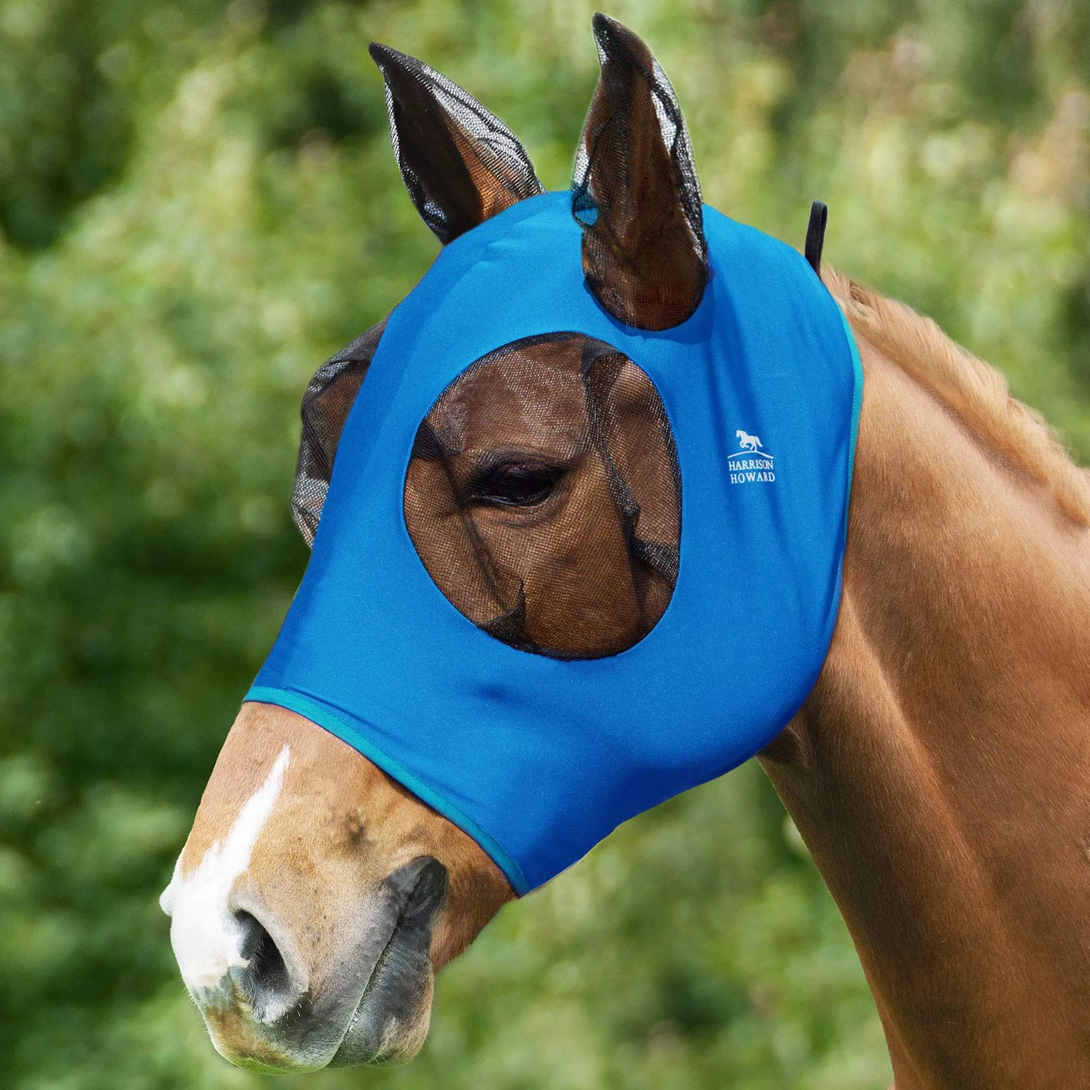 Harrison Howard Maschera Antimosche in Rete Morbida con Manico - Azzurro