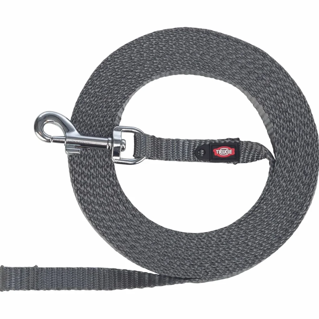 TRIXIE Mostre e Allenamento - Cinghia di tracciamento, Extra Leggera, XS–S, 15 m/10 mm, Grafite