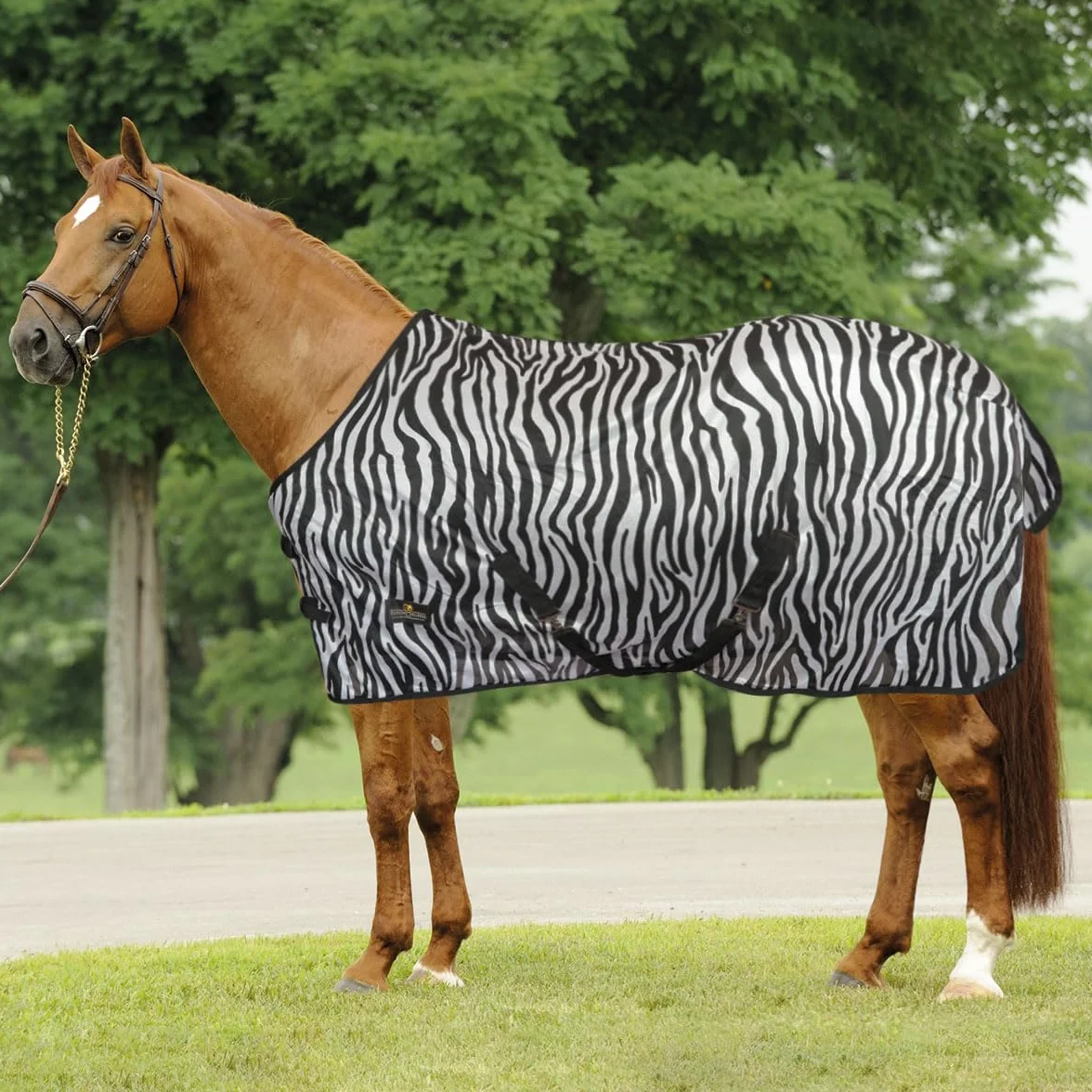 Coperta Rete Antimosche Horses Zebra, Utile per Proteggere il Cavallo dagli Sbalzi di Temperatura (145 cm)