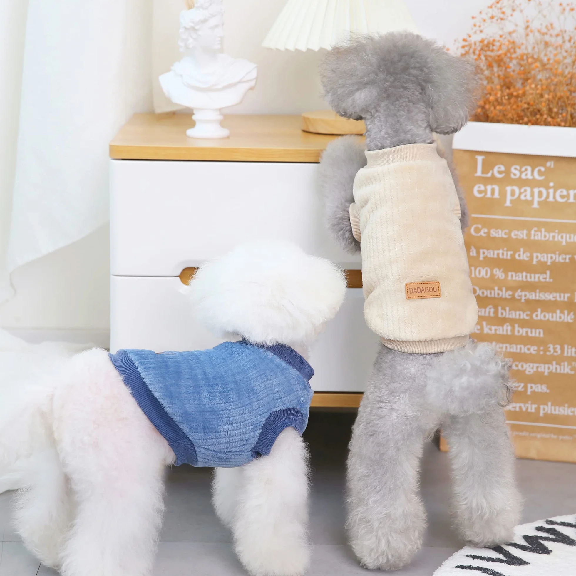 YAODHAOD Vestiti Per Cani e Gatti Peluche Maglione Morbido Caldo Cucciolo Inverno (blu, L)