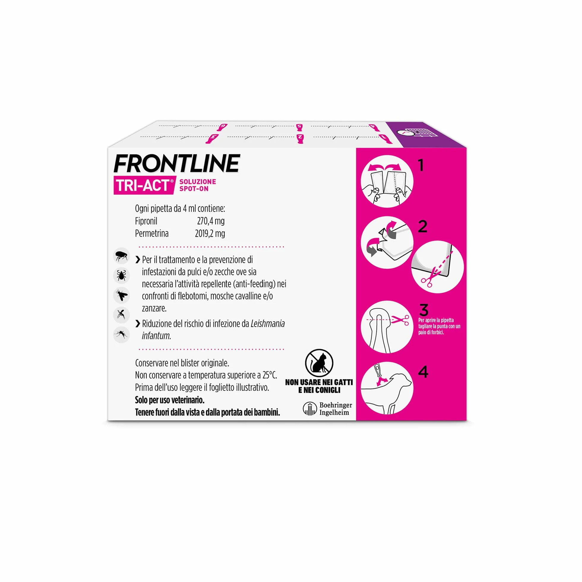 Frontline Triact 6 Pipette Cane L (20-40Kg) Antiparassitario Lunga Durata Protegge da Pulci Zecche Zanzare Pappataci Leishmaniosi