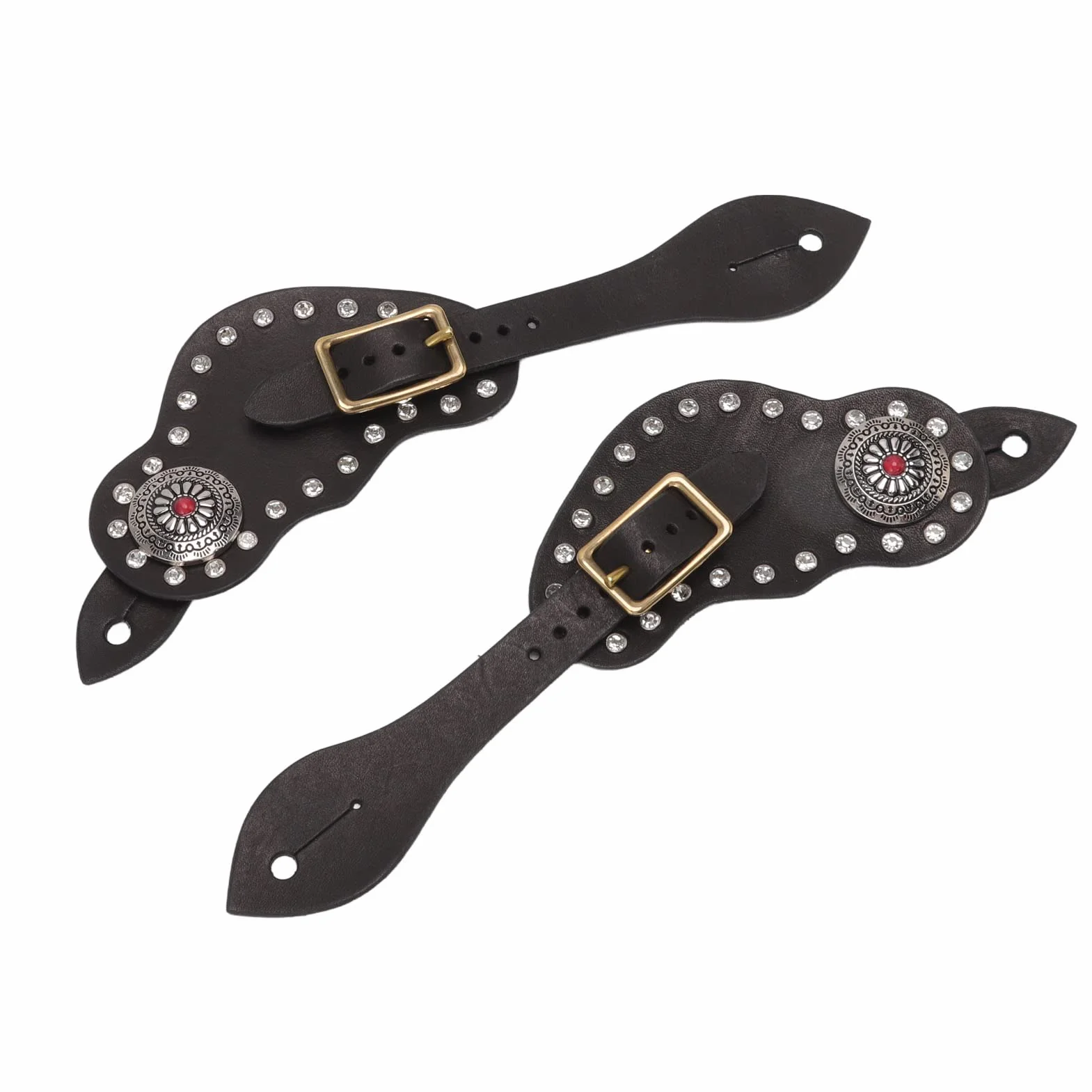 Cinturini per speroni in Pelle per Uomo Donna, Cinturini per speroni Occidentali in Pelle Stile Vintage Occidentale Equipaggiamento Protettivo per Equitazione Accessori equestri