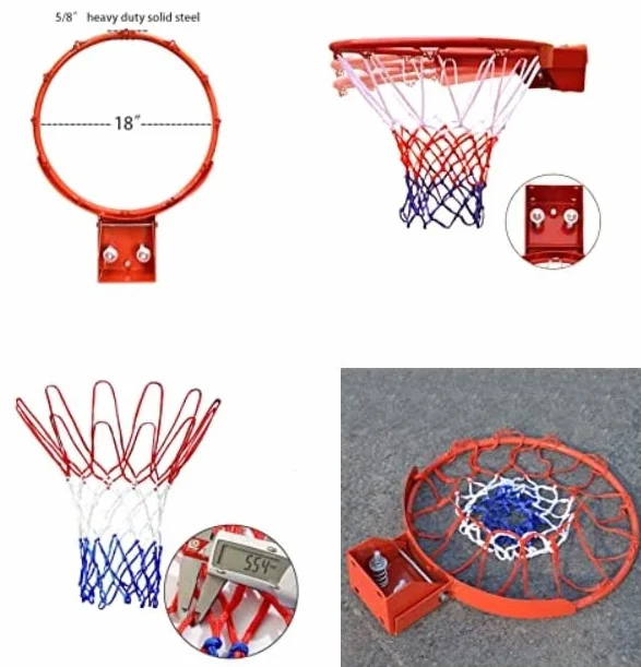 Canestro da basket con molla per schiacciate rosso 45 cm