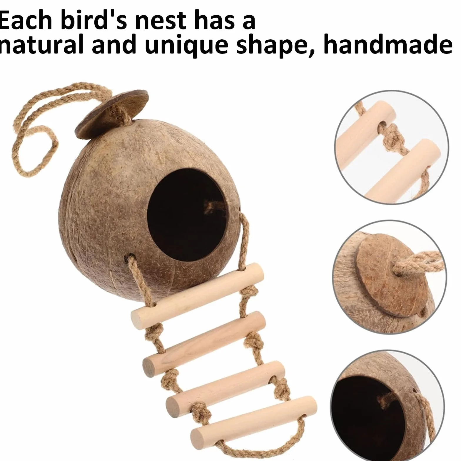 Nido di Cocco per Uccelli Decorativo Resistente Alle Intemperie per Piccoli Uccelli Rettili