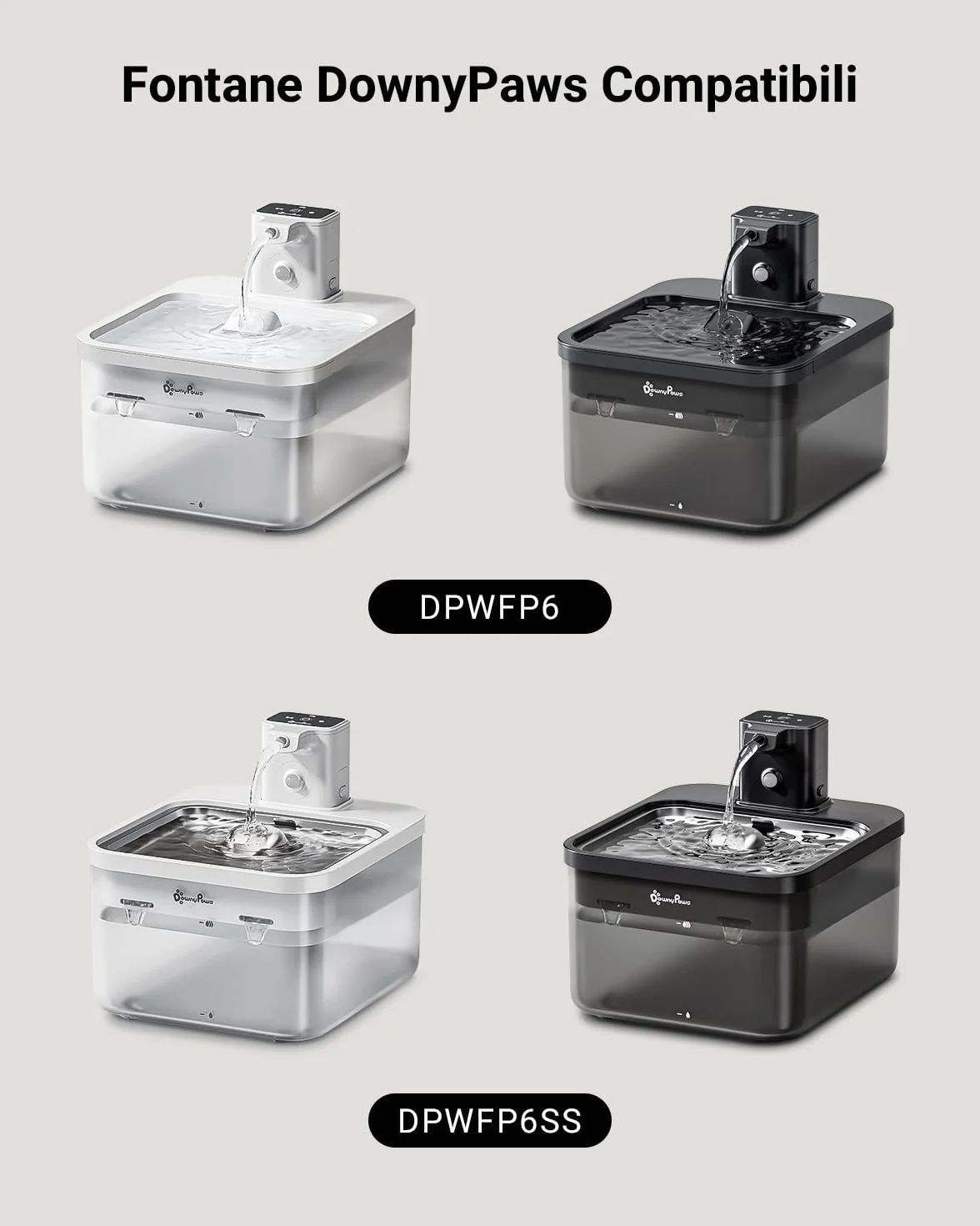 DownyPaws Filtri Fontanella per Gatti, 6 Pezzi Filtro per Fontana per Gatti, Filtrazione Quadripla, Adatto per DPWFP6