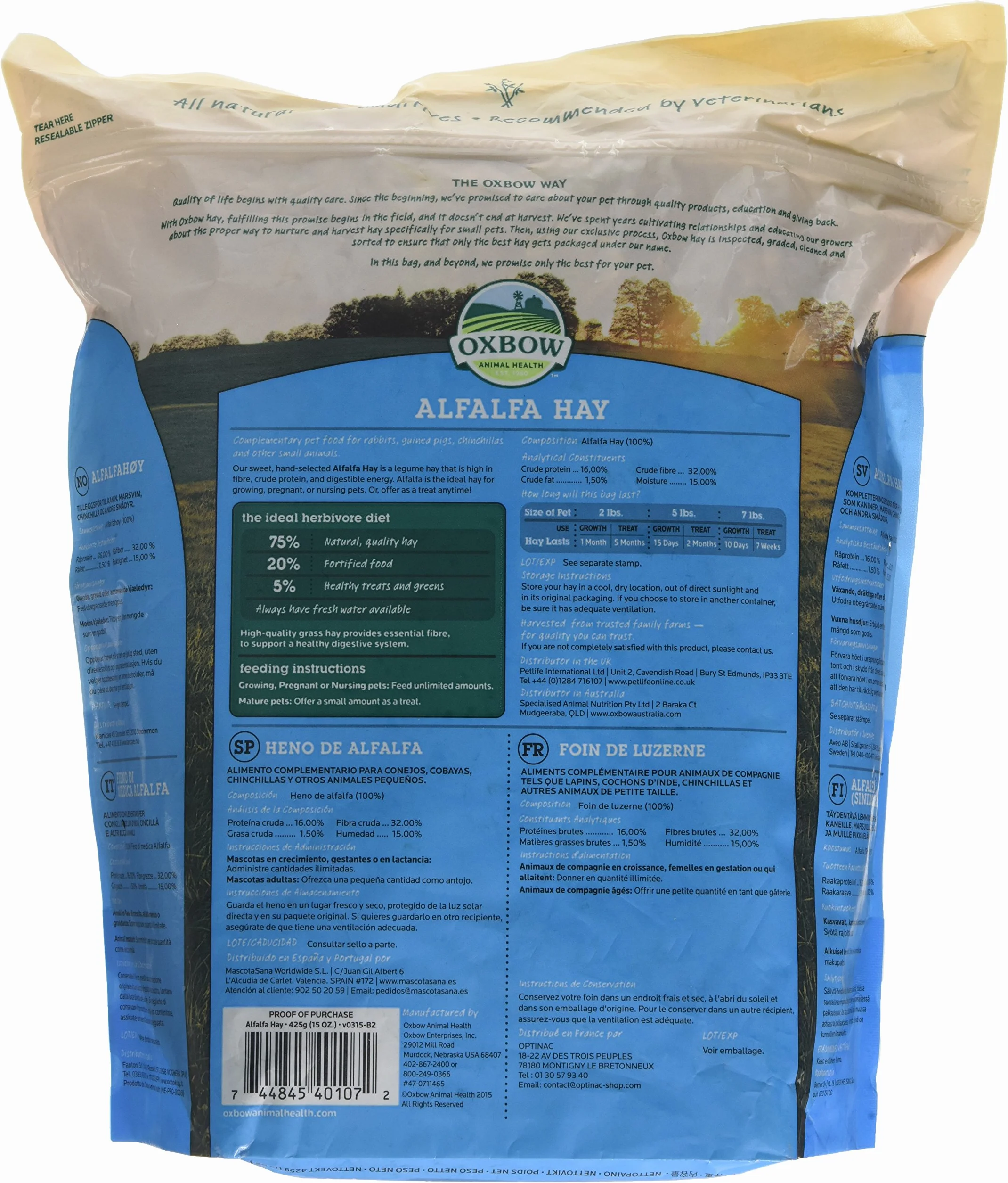 Oxbow, Fieno Alfalfa, 425 g