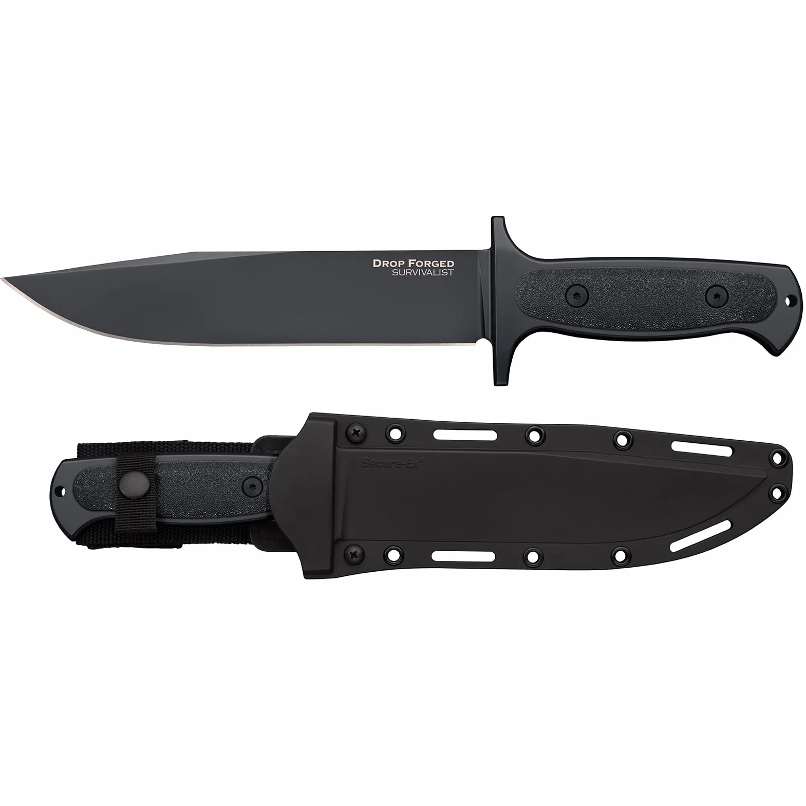 Cold Steel Coltello da esterno in acciaio 36MH Drop Forged Survivalist, lama 2,3 cm, G10, coltello da caccia con fodero per cintura, nero