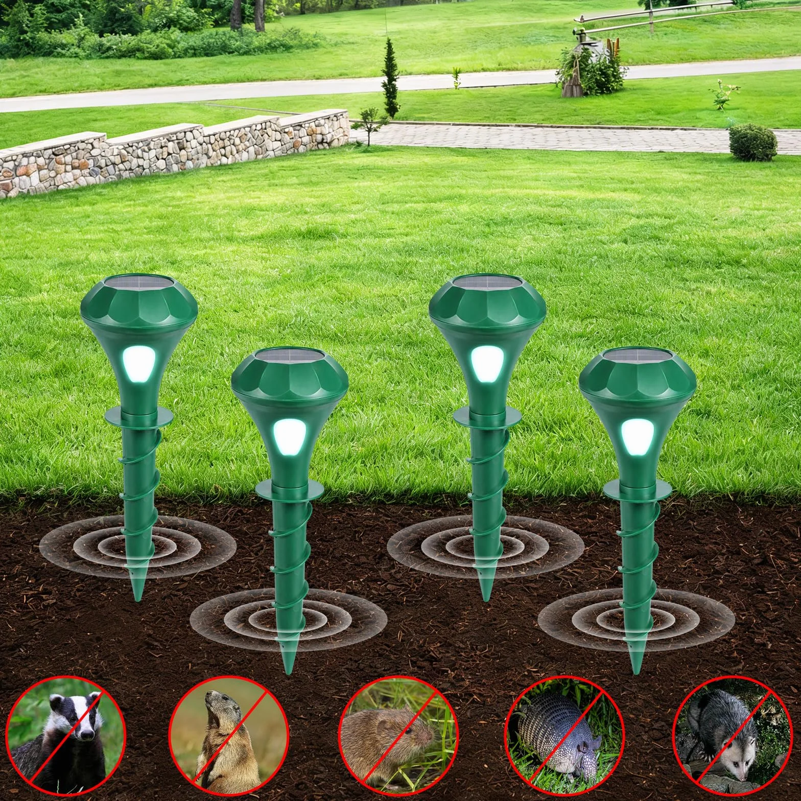 2 Pezzi Repellente Gatti Ultrasuoni Solare Dissuasore Animale Professionale con Luce LED, Repellente per Gatti per Giardino Cortile Orto Fattoria Protezione da Piccioni Uccelli Cani Topi Volpi
