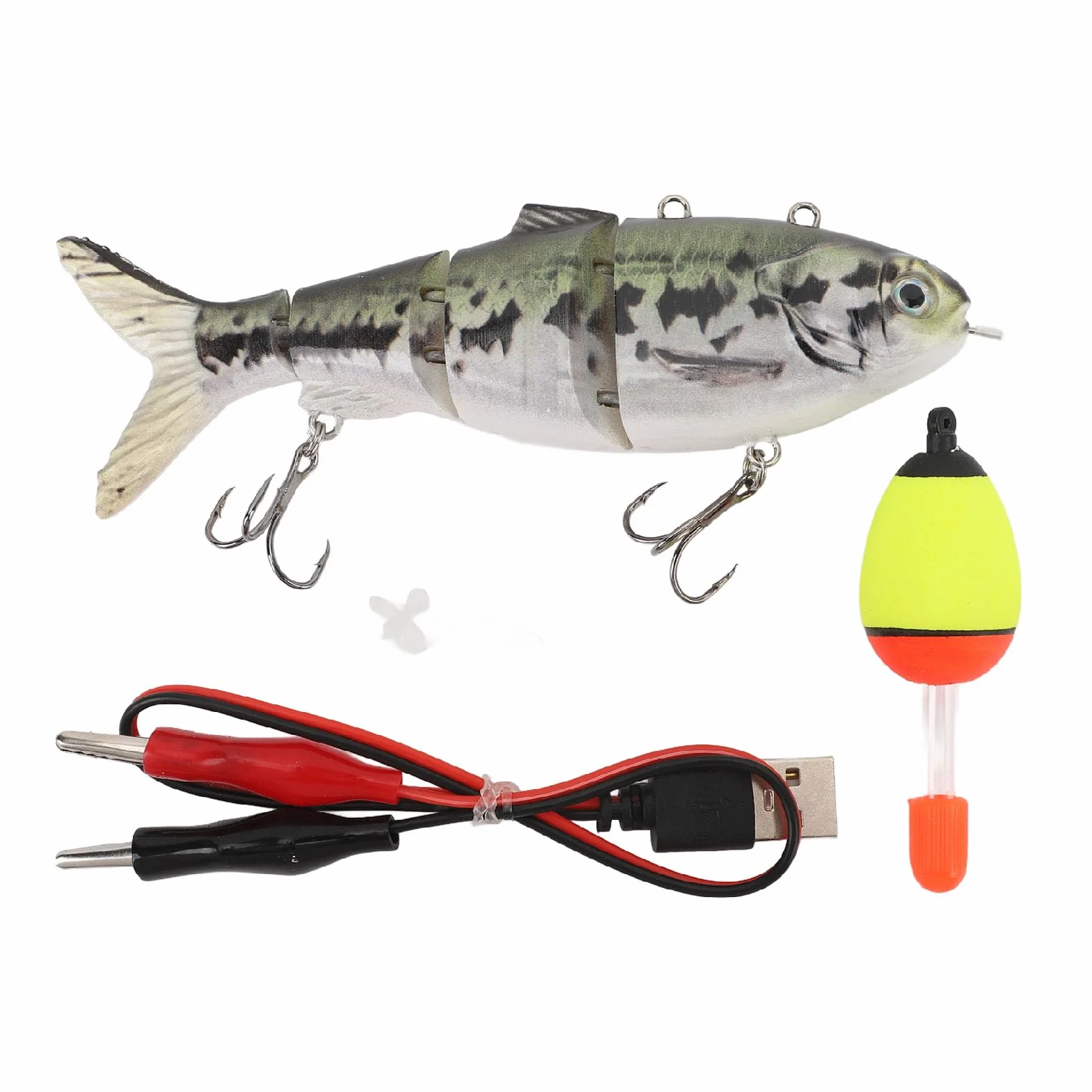 Esca da Pesca Elettrica, Swimbait Elettrico Multisnodato USB Ricaricabile Usa Un'esca Elettrica a LED Realistica Adatta per Ambienti D'acqua Dolce
