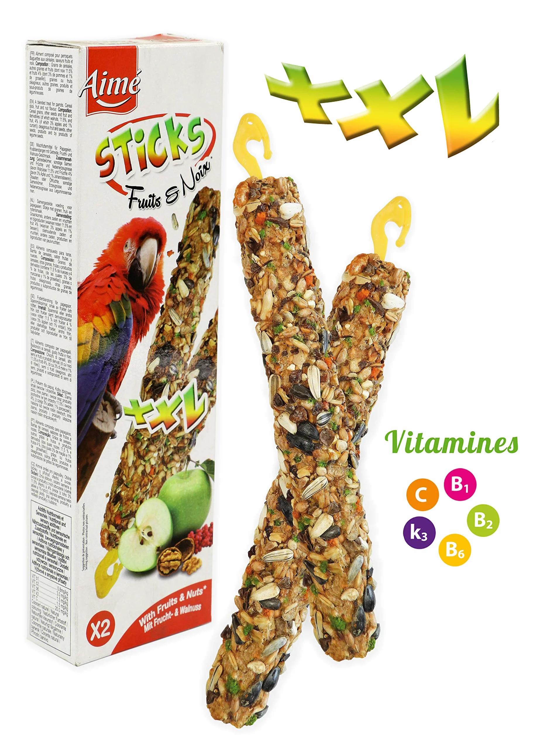 Aimé Bacchette di frutta e noci per pappagalli XXL - Dolcetti per uccelli