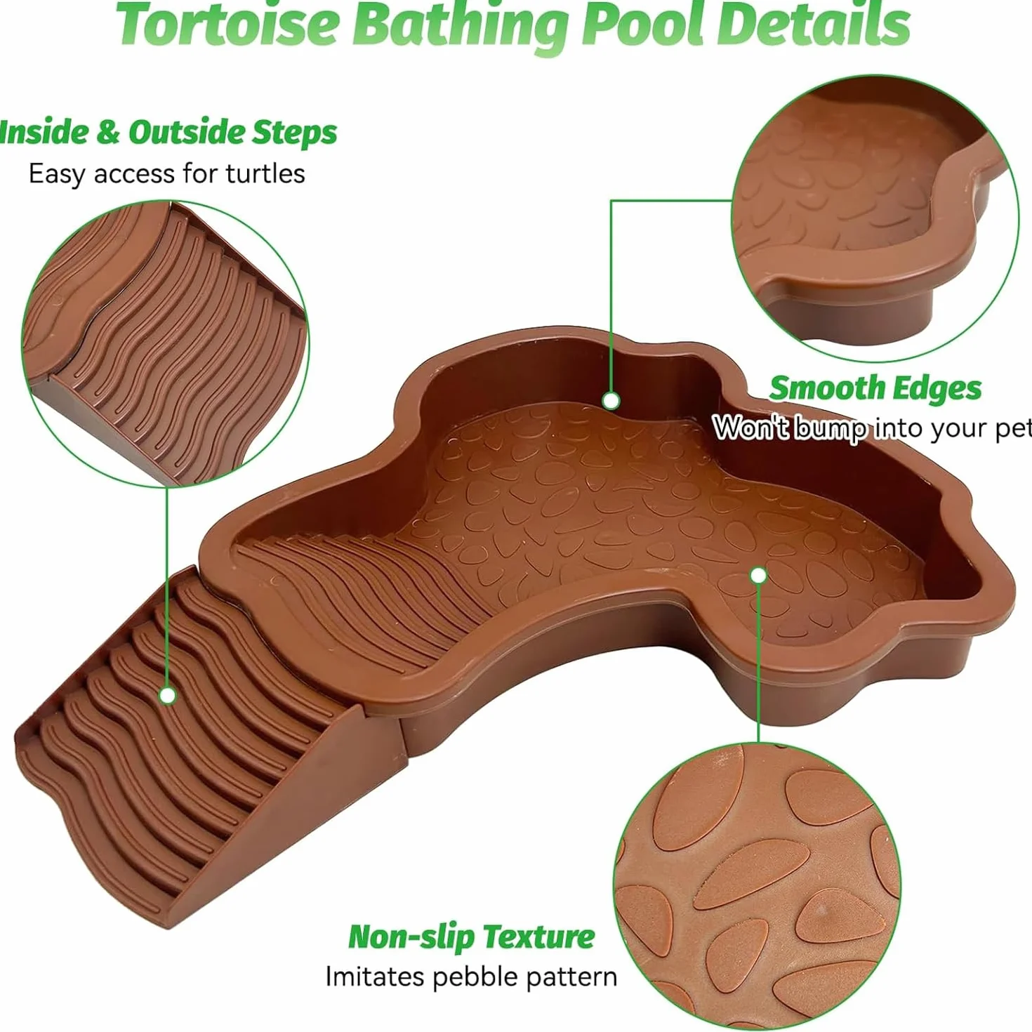 MEISO Abbeveratoio Tartaruga Terrestre, piatto d'acqua per tartarughe da piscina con rampa, ciotola d'acqua per rettili con scala, mangiatoia tartarughe terrestre, per tartarughe, lucertole e geco