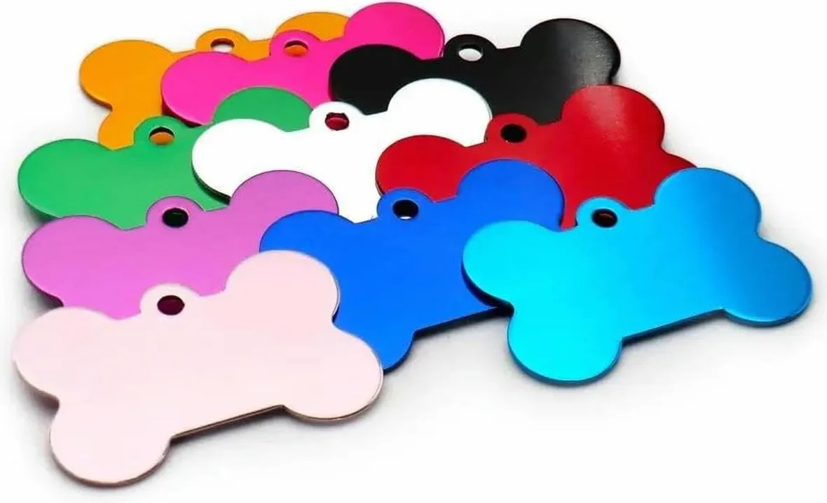 100 pezzi personalizzabili incisi in alluminio per animali domestici tag vuoto per animali domestici tag osso gatto cane identificazione animale domestico tag nome animale domestico numero etichetta