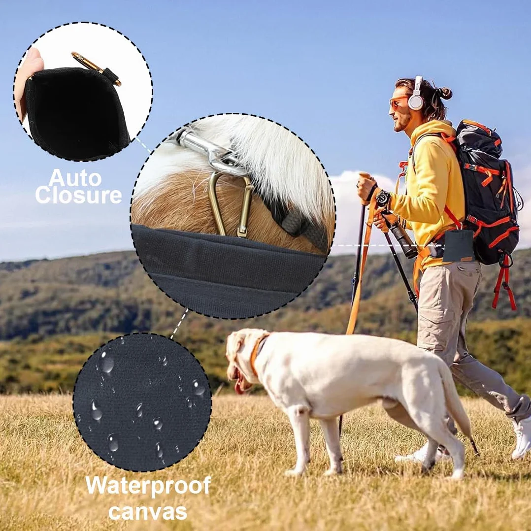 Borsa Addestramento Cane, Porta premietti per Cani, Porta Snack Cane, Sacchetto per cani a mani libere con moschettone, addestramento Cani Accessori, per addestramento di Cani (Nero)