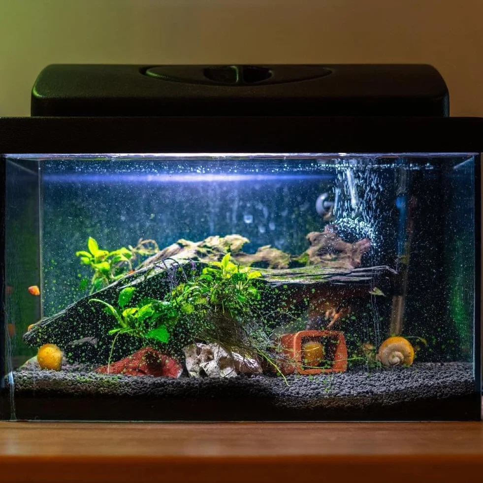 Sfondo per acquario, 40 x 200 cm, statico per acquario, in PVC, sfondo nero, adesivo per carta da parati per acquario