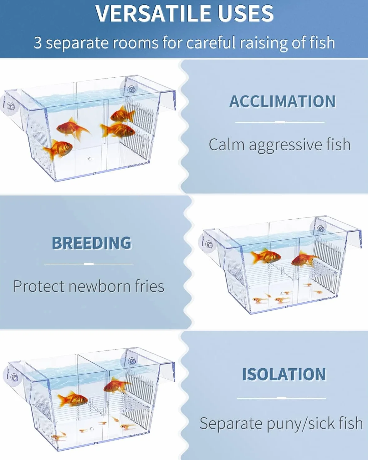 Pawfly Acquario Box per Allevamento Pesci Incubatrice Acrilica Serbatoio con Ventose Medio Box di Isolamento per Avannotti Gamberetti Betta e Guppy