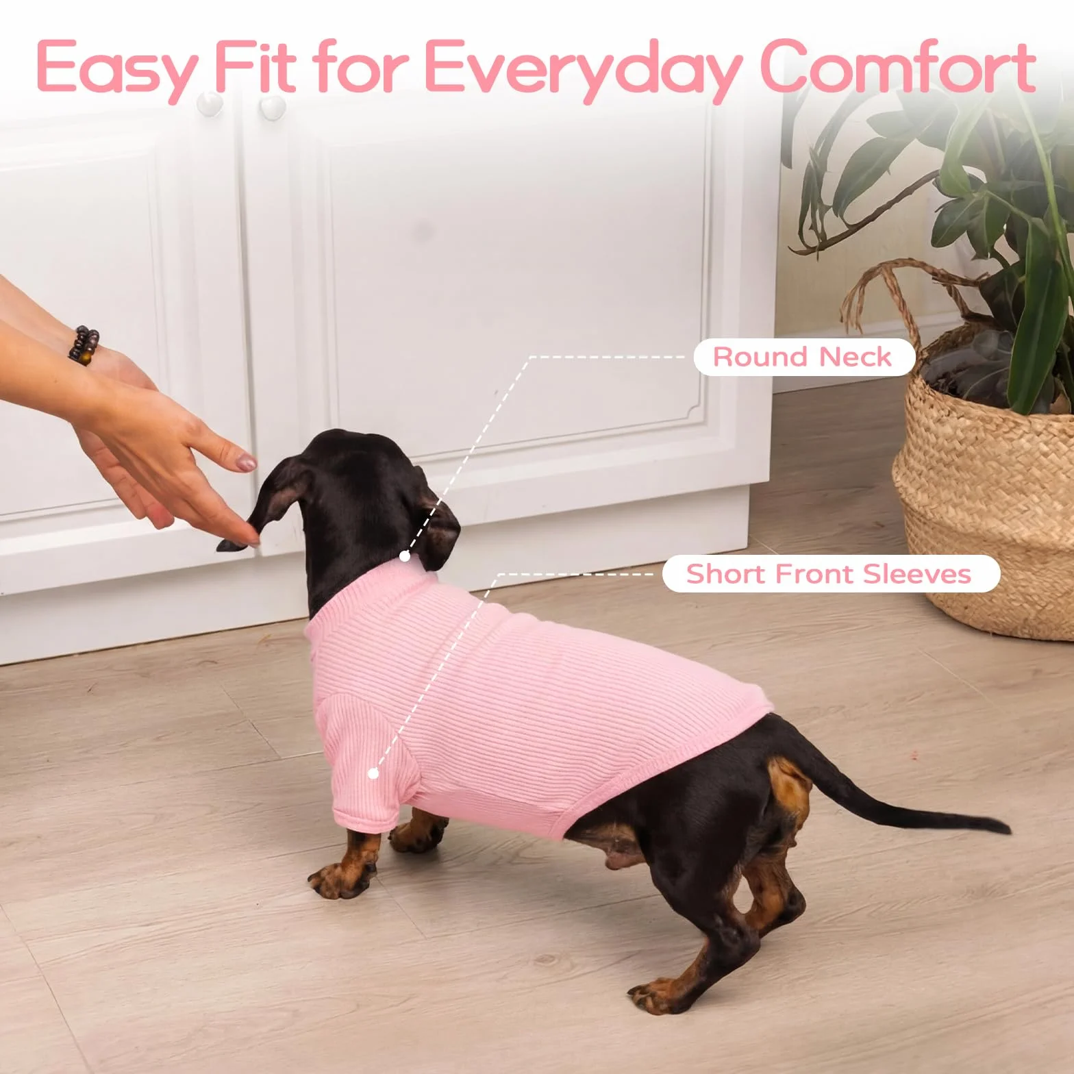 Leggero Pullover Per Cani In Maglia A Costine T-Shirt Per Bulldog Francese Beagle Rosa Fiorita