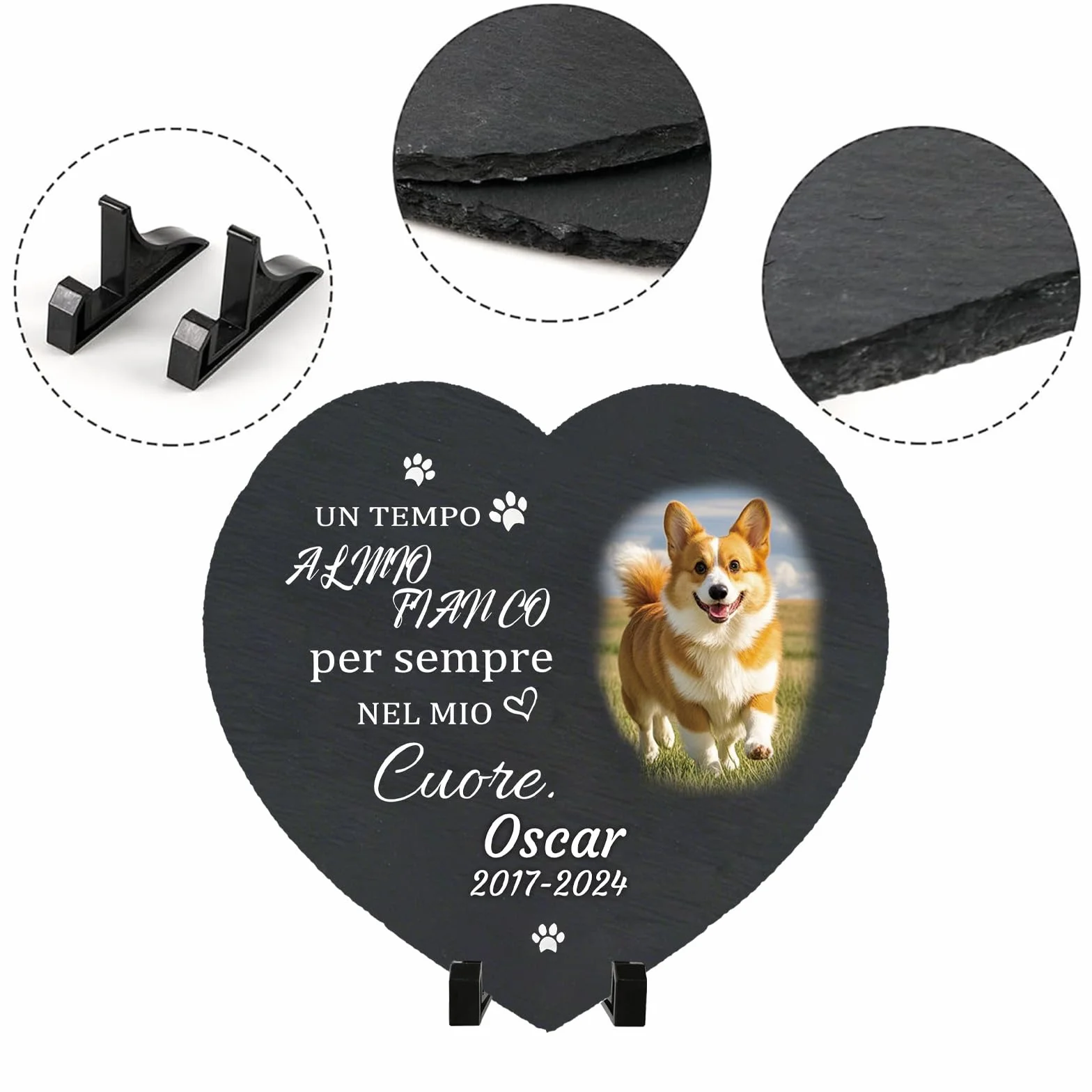 Lapide Personalizzata Animali Domestici - Targa Commemorativa Quadrata con Foto e Nome - Regalo Perdita Cane - Decorazione Cimitero
