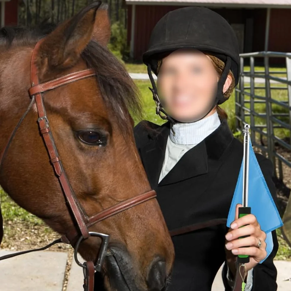 5 Pezzi Bandiere per addestramento Cavalli con Asta telescopica da 63 Pollici Bandiera Portatile con Clip per addestramento Cavalli Rodeo