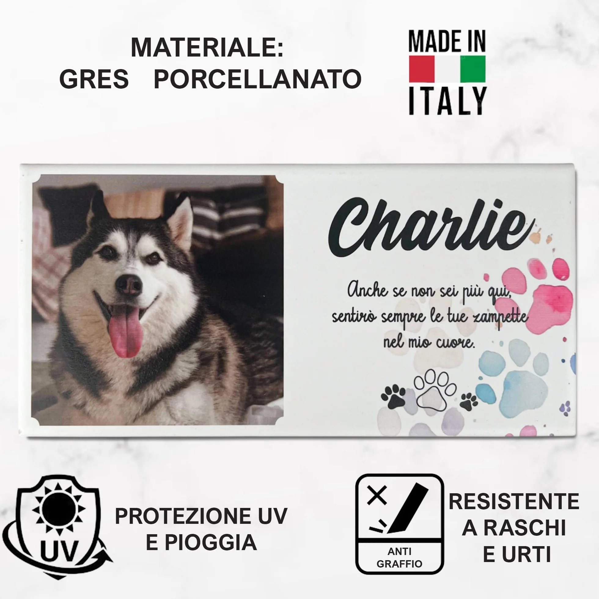 Albalù Targa lapide commemorativa personalizzabile in gres porcellanato 10x20 cm