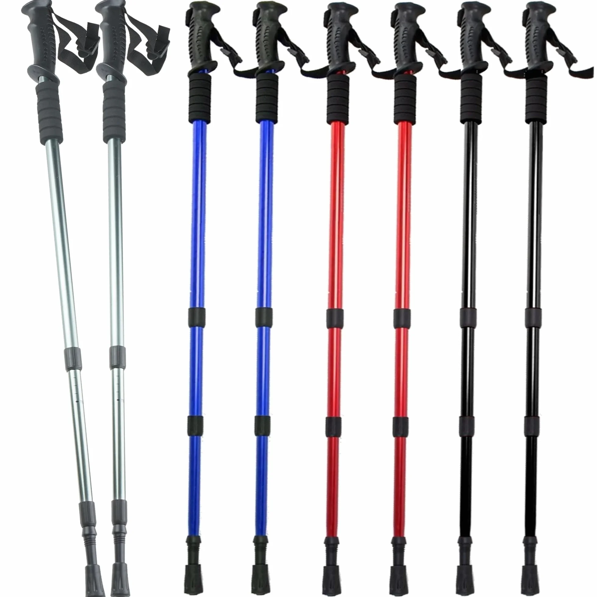 Bastoni da Nordic Walking 100-135 cm regolabili leggeri lega alluminio blu nero