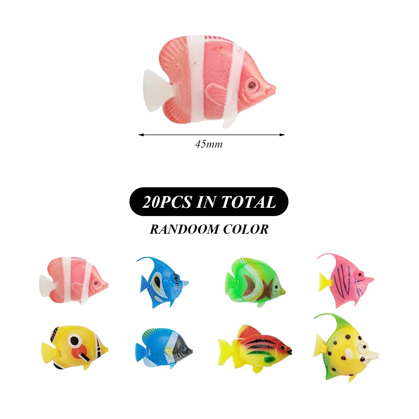 20 Pezzi di Plastica Piccoli Pesci, Modelli di Pesce Simulati, Forniture Paesaggistiche del Serbatoio di Pesce, Decorazioni per Le Vasca per I Pesci E Giocattoli per Bambini.