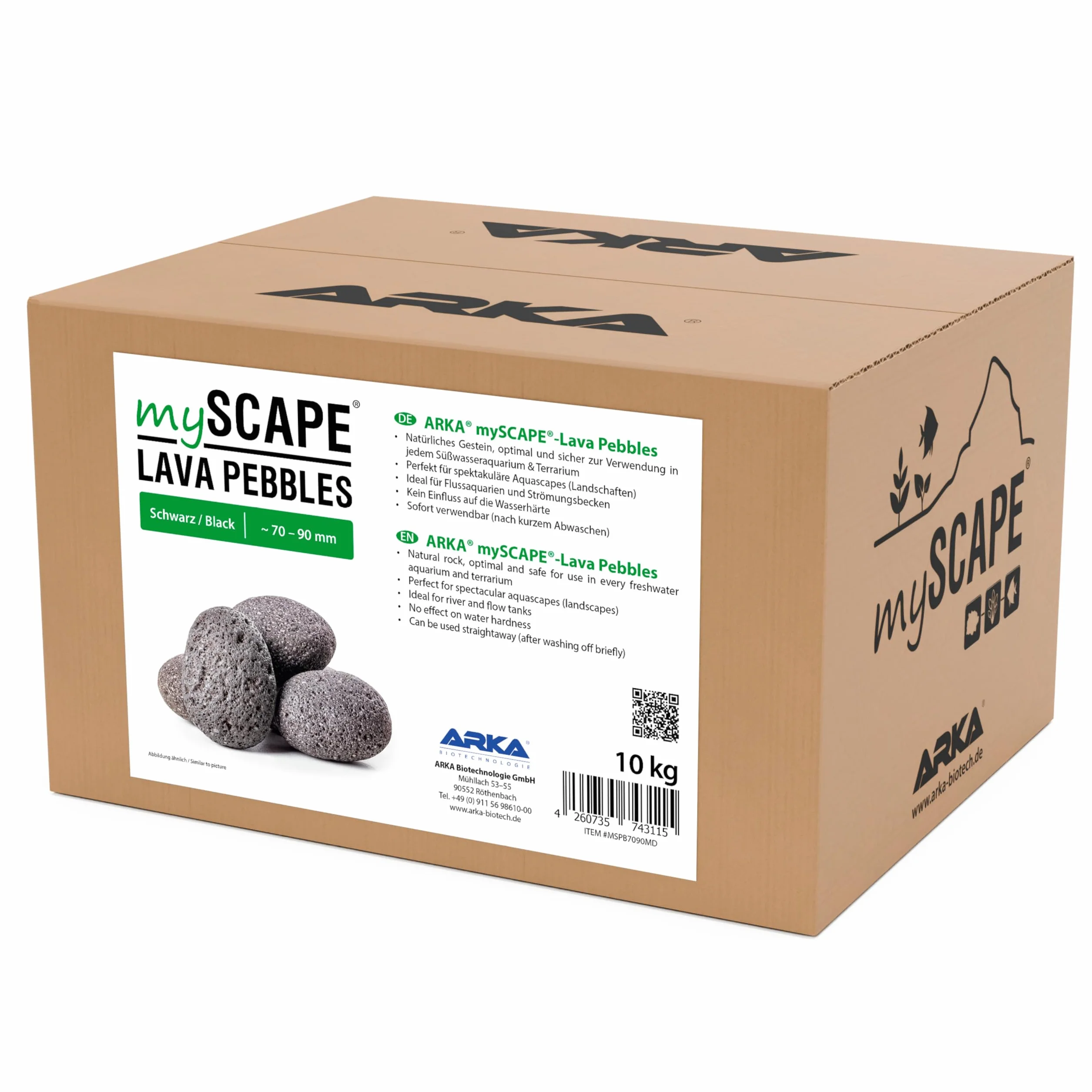 ARKA mySCAPE-LAVA PEBBLES - Pietre per acquari d'acqua dolce - ca. 70-90 mm - Contenuto: 10 kg
