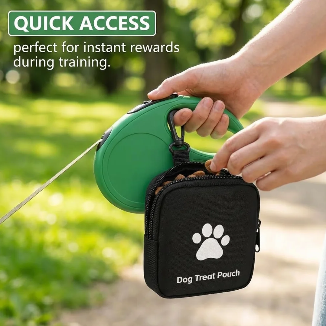 1 sacchetto per snack per cani, design impermeabile, per conservare snack per cani come ricompensa, con chiusura a zip, adatto per viaggi e uso all'aperto (nero)