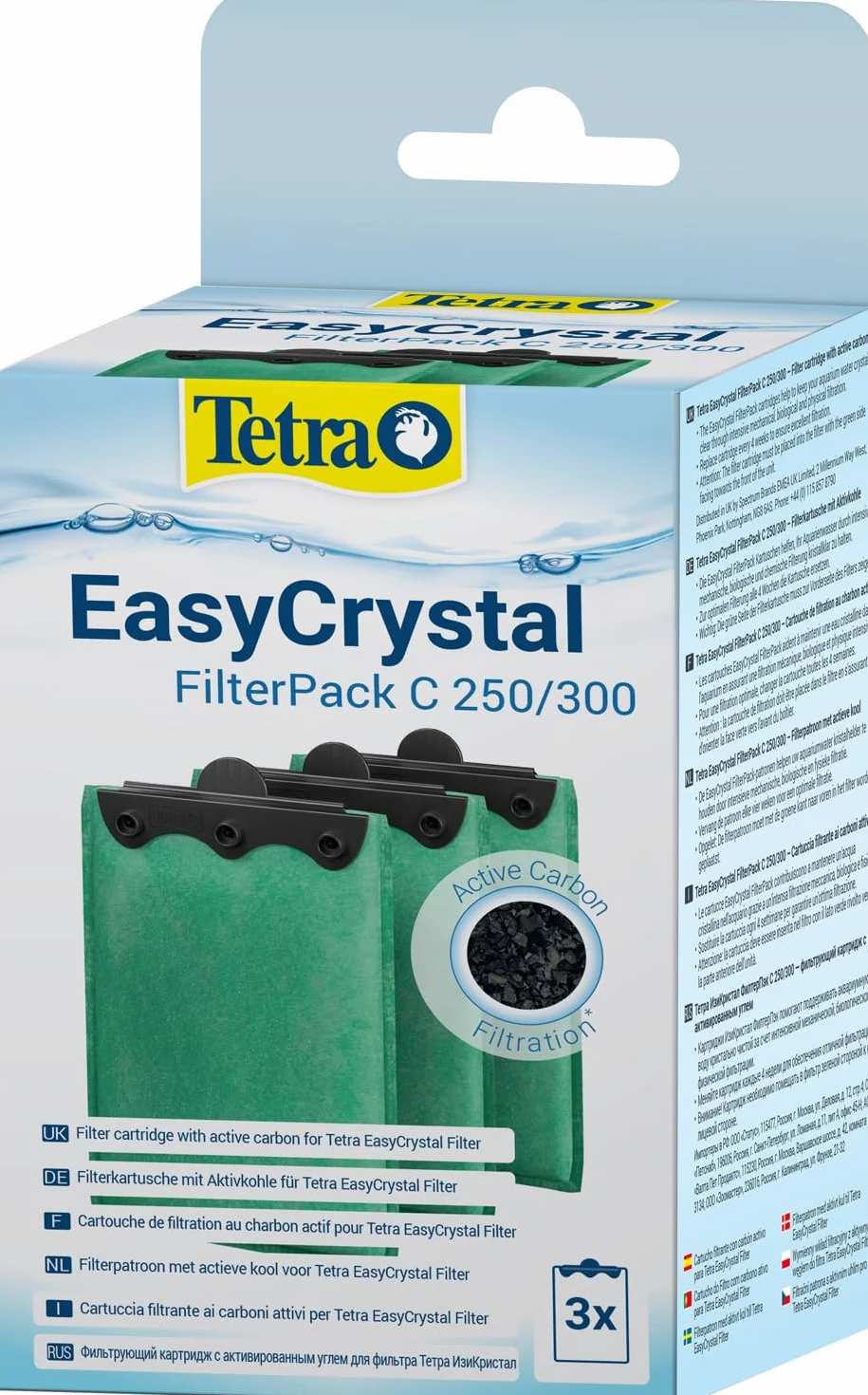Tetra EasyCrystal Filter Pack C250/300 Materiale filtrante con carbone attivo per acquari 15-60 litri 3 pezzi