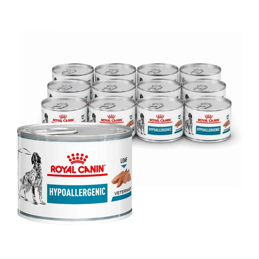 Royal Canin Veterinary Hypoallergenic Mousse | 12 x 200 g | Alimento dietetico completo per cani adulti | Con proteine idrolizzate | Per sostenere la barriera cutanea