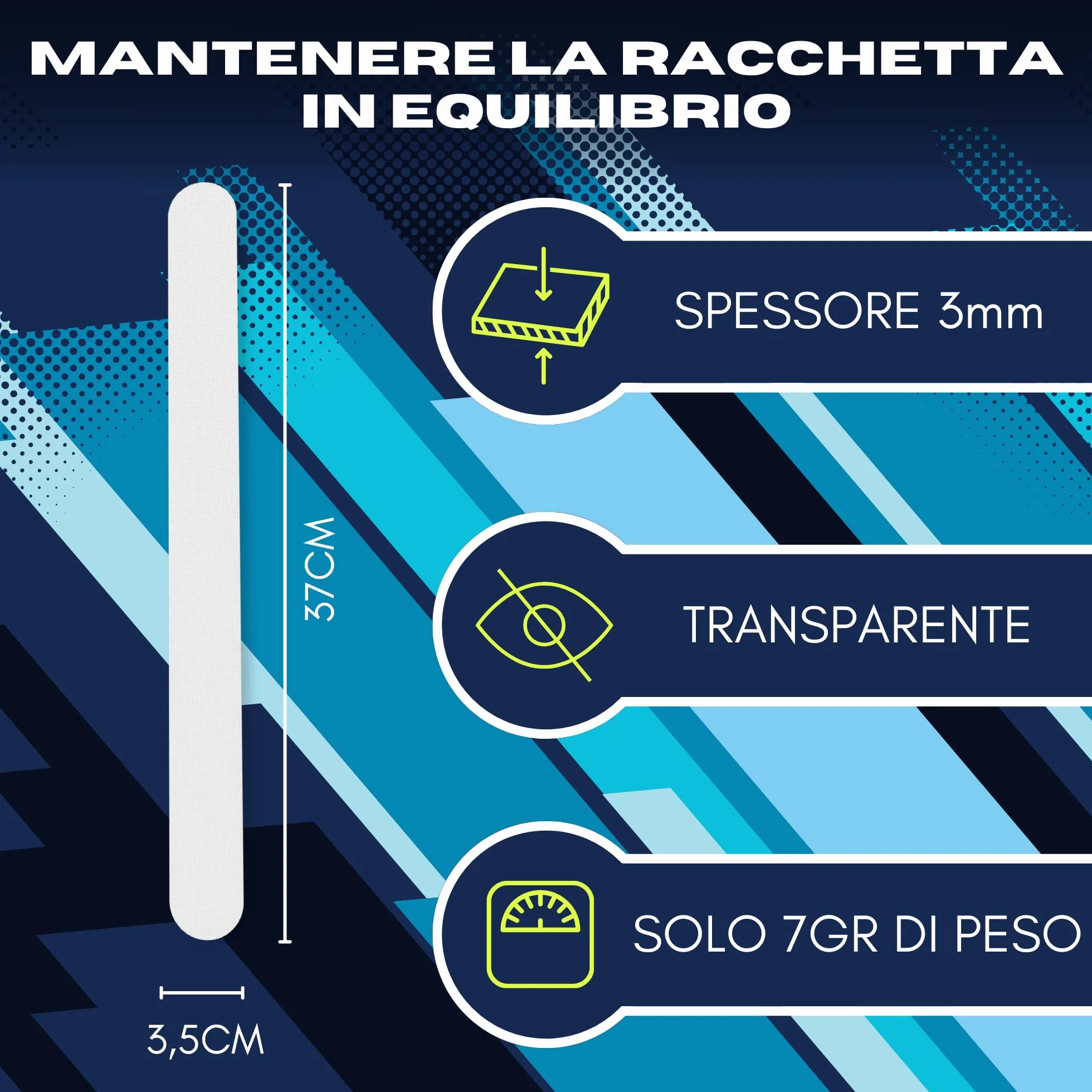 Ph Pro Heat Protezione Racchetta Padel Transparente Ruvido 35x370mm Protettore Paracolpi