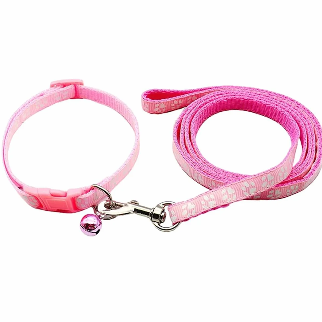 Collare Cane,collari e guinzaglio,Guinzaglio per Cani, regolabile per cani e gatti, con guinzaglio a sgancio rapido con fibbia per cani di piccola taglia e gatti cuccioli (rosa)