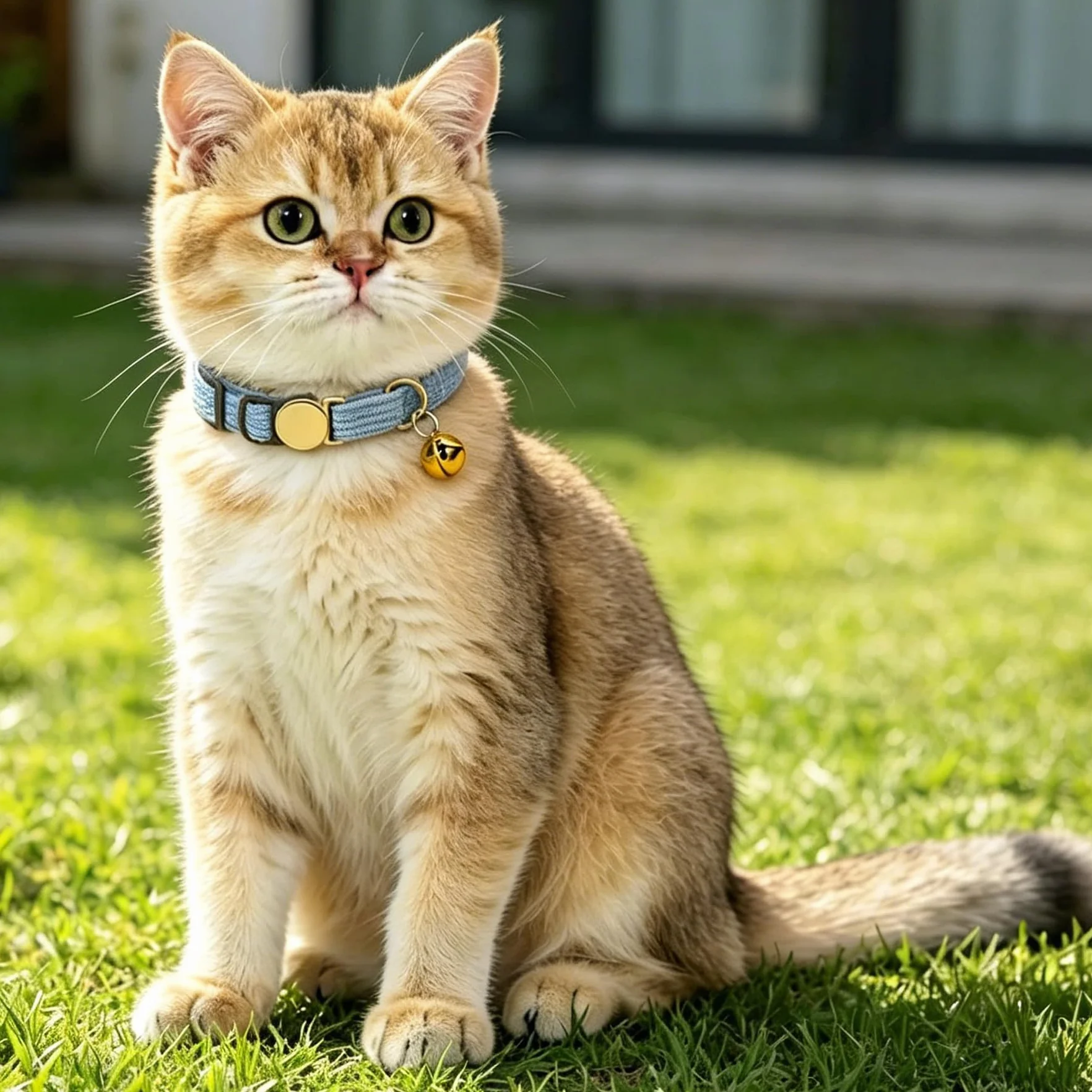 Collare gatto personalizzato con campana, nome e numero di telefono inciso su misura, tessuto regolabile morbido, fibbia a rilascio rapido Breakaway
